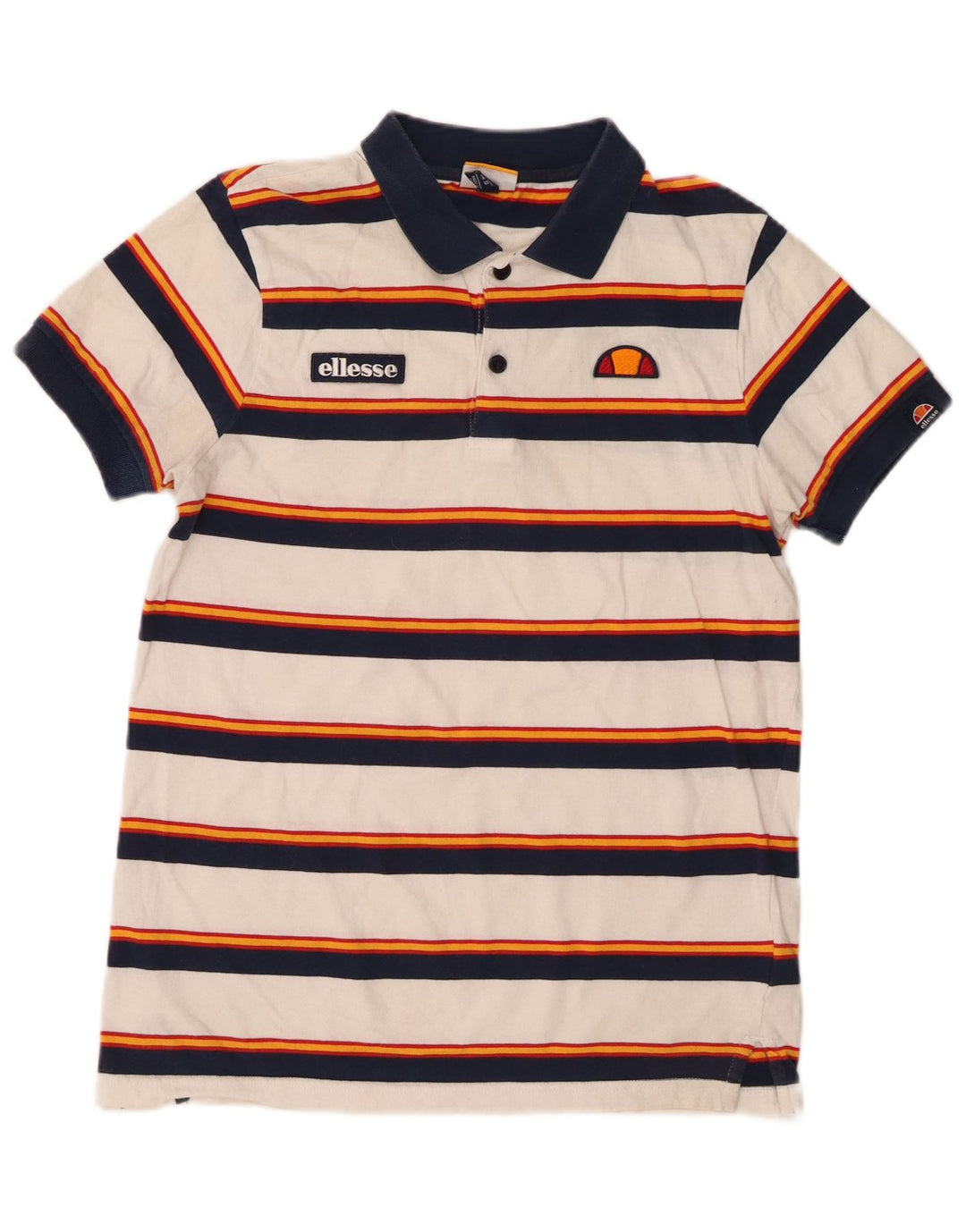 Polo da uomo Ellesse piccola in cotone a righe bianche