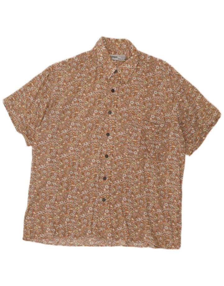 C&A Camicia da uomo a maniche corte grande in viscosa floreale beige