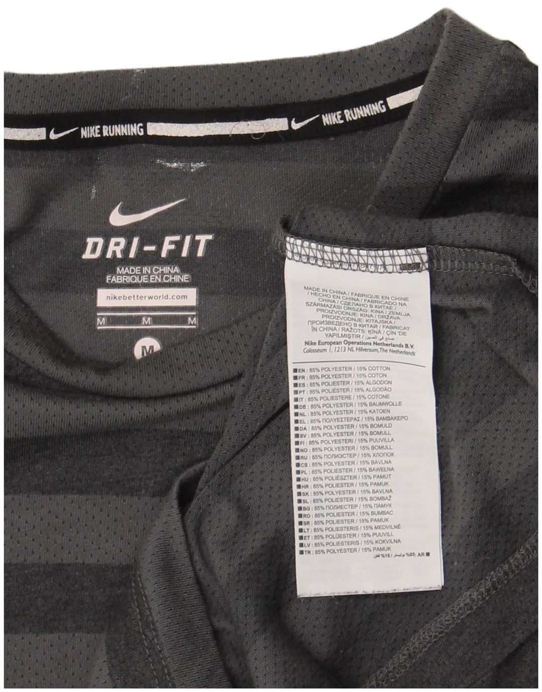 T-shirt Nike da uomo Dri Fit in poliestere a righe grigio medio