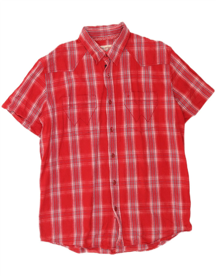 Camicia a maniche corte da uomo Wrangler in cotone a quadri rossi grandi