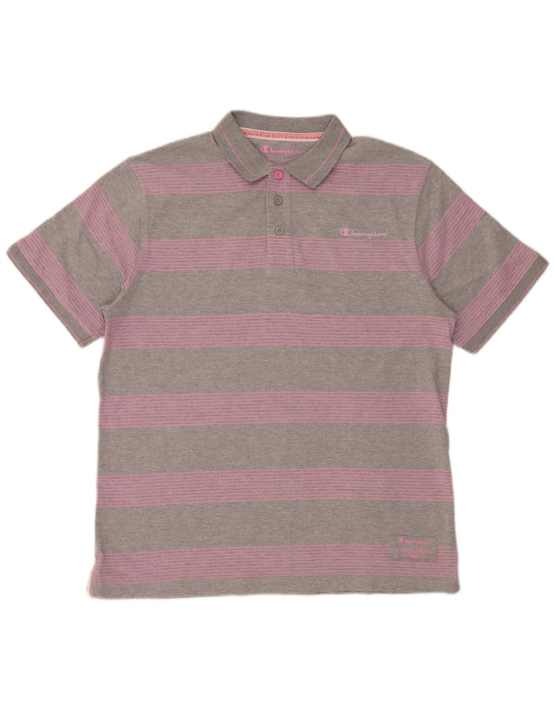Polo da uomo Champion XL in cotone a righe grigie