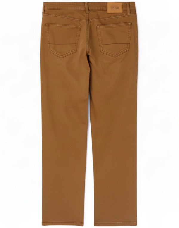 Pantaloni casual dritti da uomo Izod W36 L30 Marrone Cotone