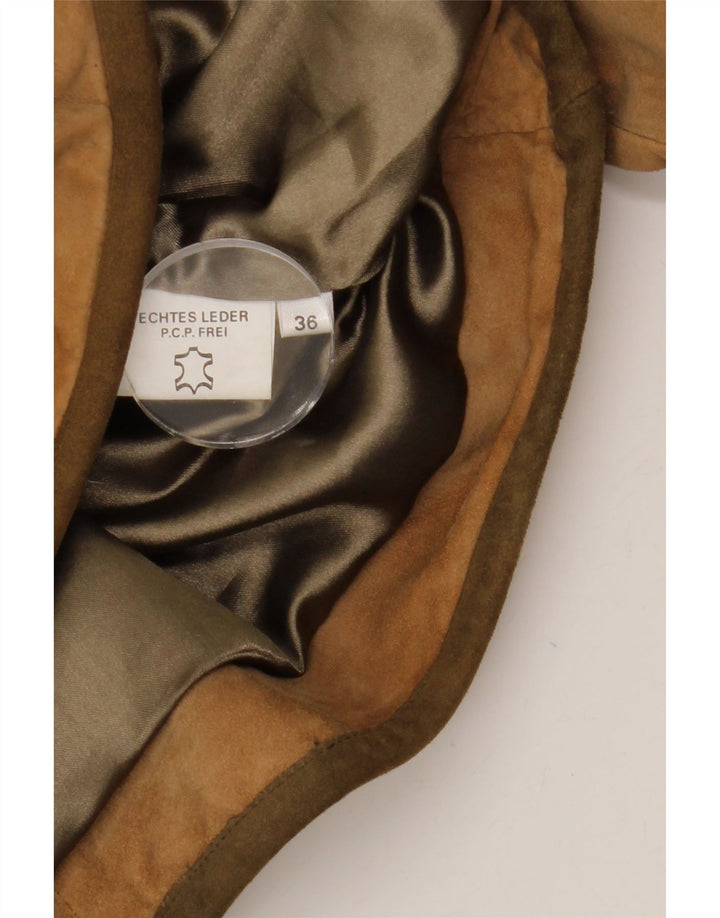 Giacca vintage in pelle scamosciata Trachten da donna EU 36 piccola in pelle beige