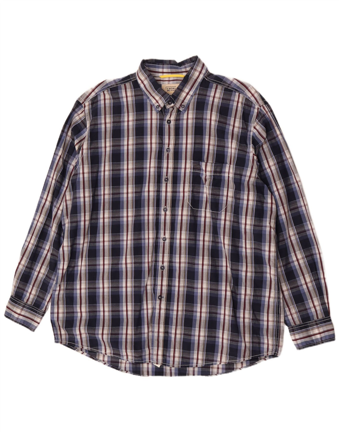 Camicia da uomo Camel Active XL in cotone scozzese blu navy