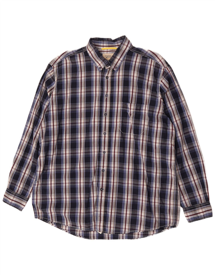 Camicia da uomo Camel Active XL in cotone scozzese blu navy
