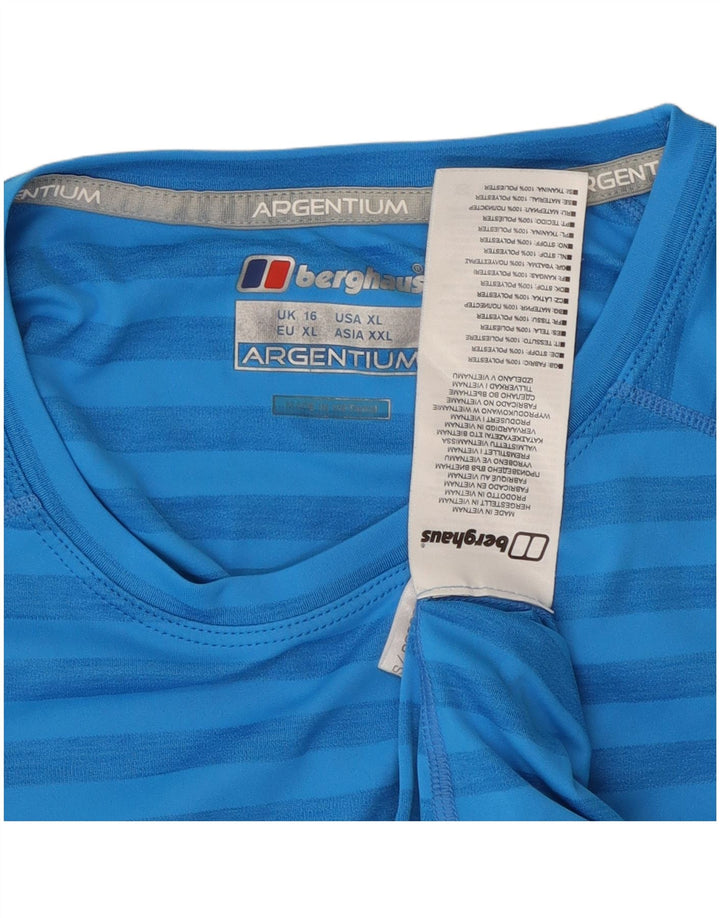 BERGHAUS Top da donna a maniche lunghe UK 16 Poliestere a righe grandi blu