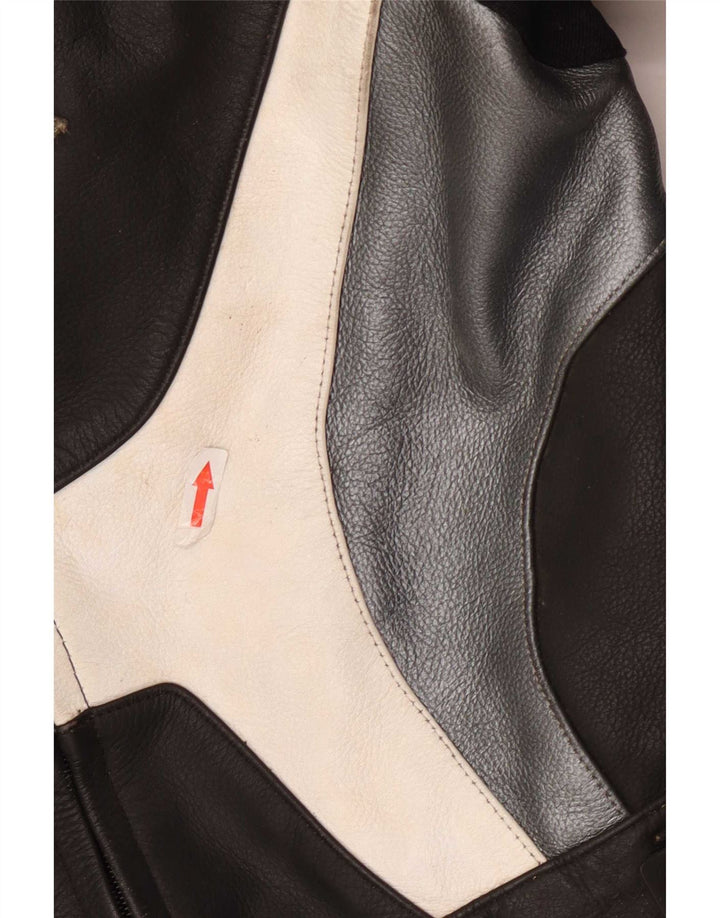 Giacca da corsa grafica da uomo Giudici UK 36 Small in pelle nera a blocchi di colore