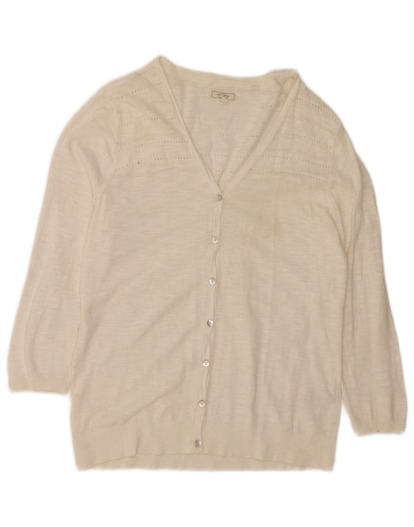 Maglione cardigan con maniche a 3/4 da donna Fat Face UK 12 Cotone bianco medio
