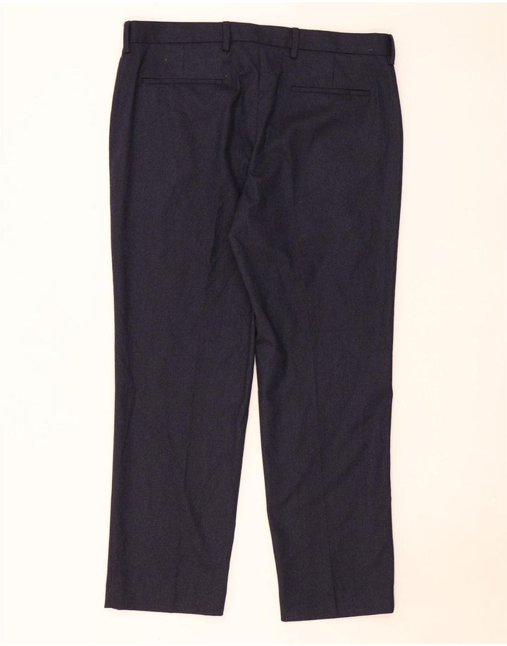 Pantaloni da abito vestibilità regolare Marks & Spencer da uomo W36 L29 poliestere blu navy