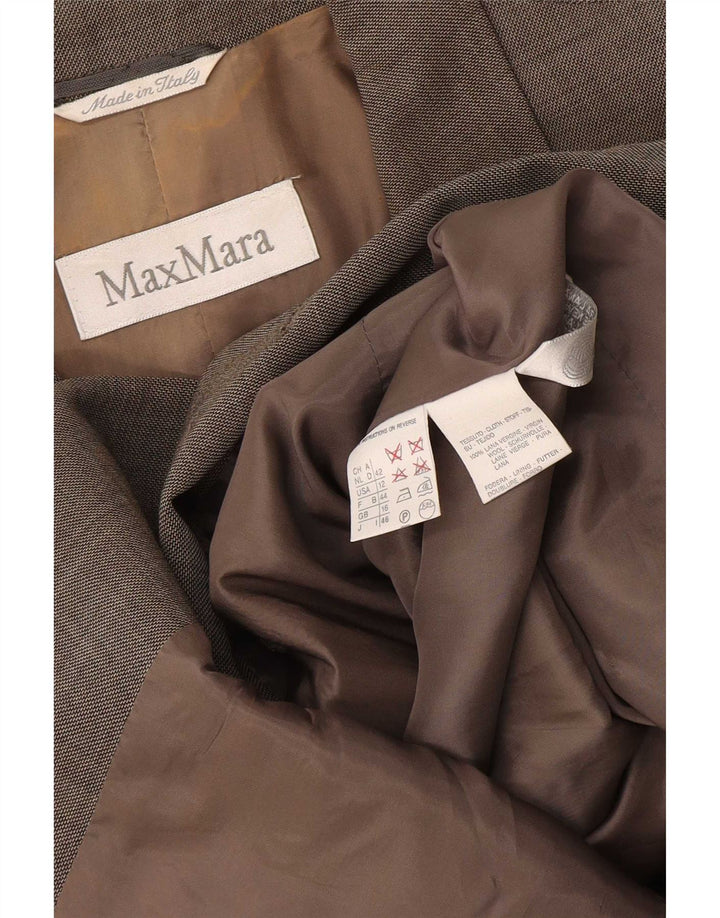 Max Mara Giacca blazer doppiopetto da donna UK 16 Large Lana vergine kaki