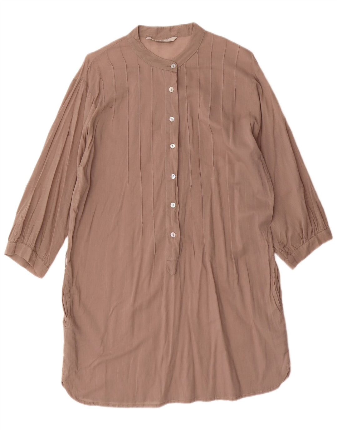 Abito a trapezio con maniche a 3/4 da donna Zara UK 14 in cotone marrone medio