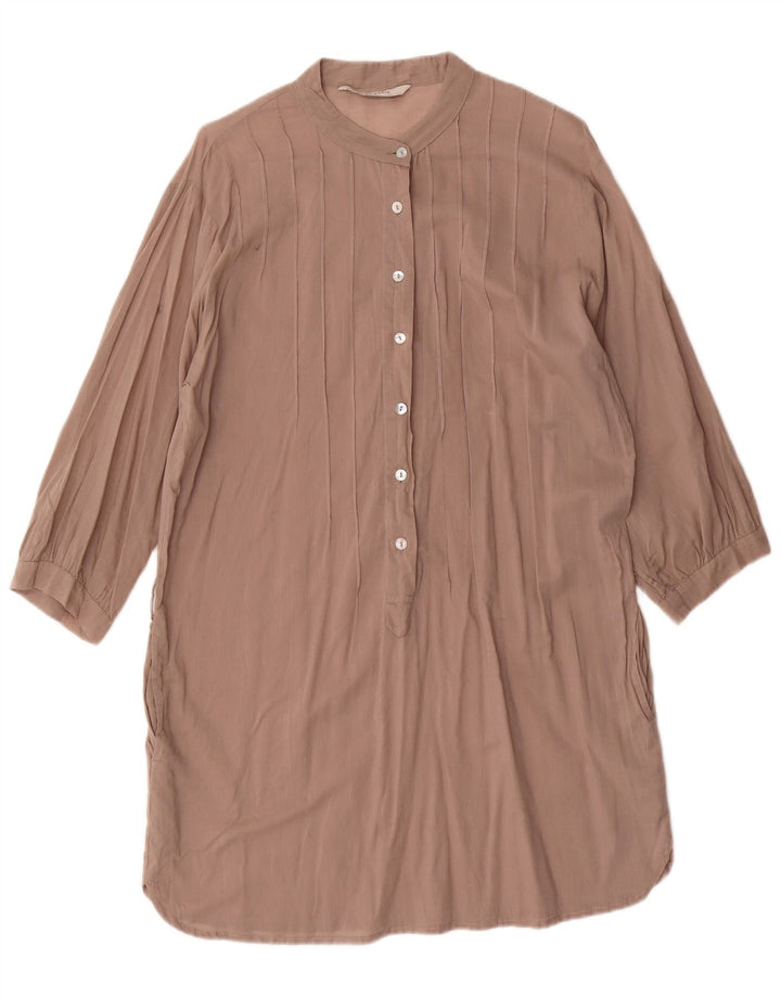 Abito a trapezio con maniche a 3/4 da donna Zara UK 14 in cotone marrone medio