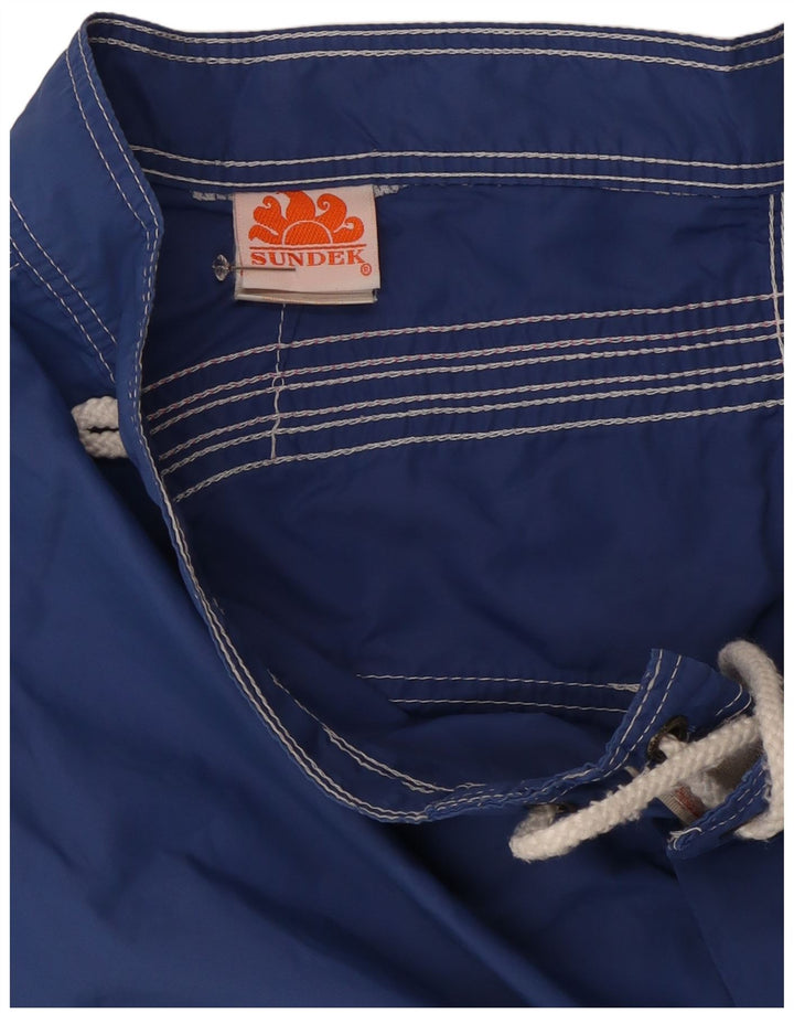 Pantaloncini da bagno da uomo Sundek in nylon a righe blu medio