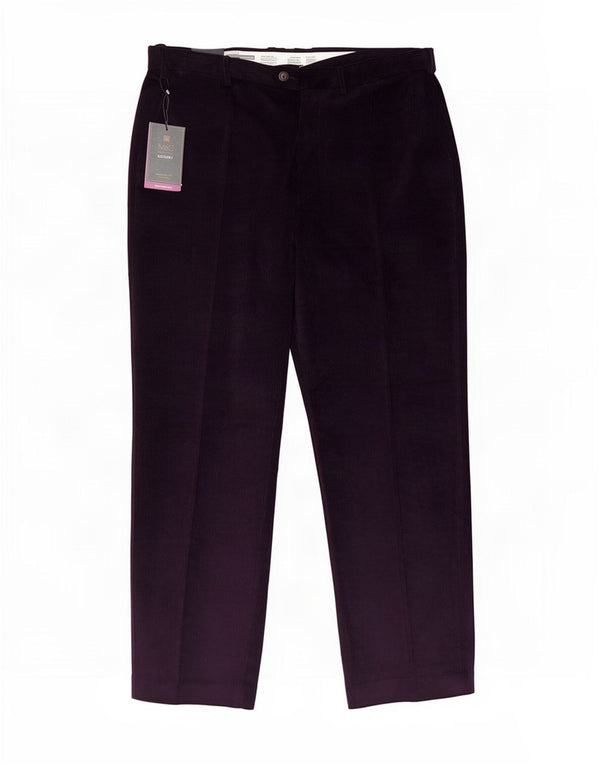 Pantaloni dritti in velluto a coste da uomo Marks & Spencer W38 L31 cotone viola