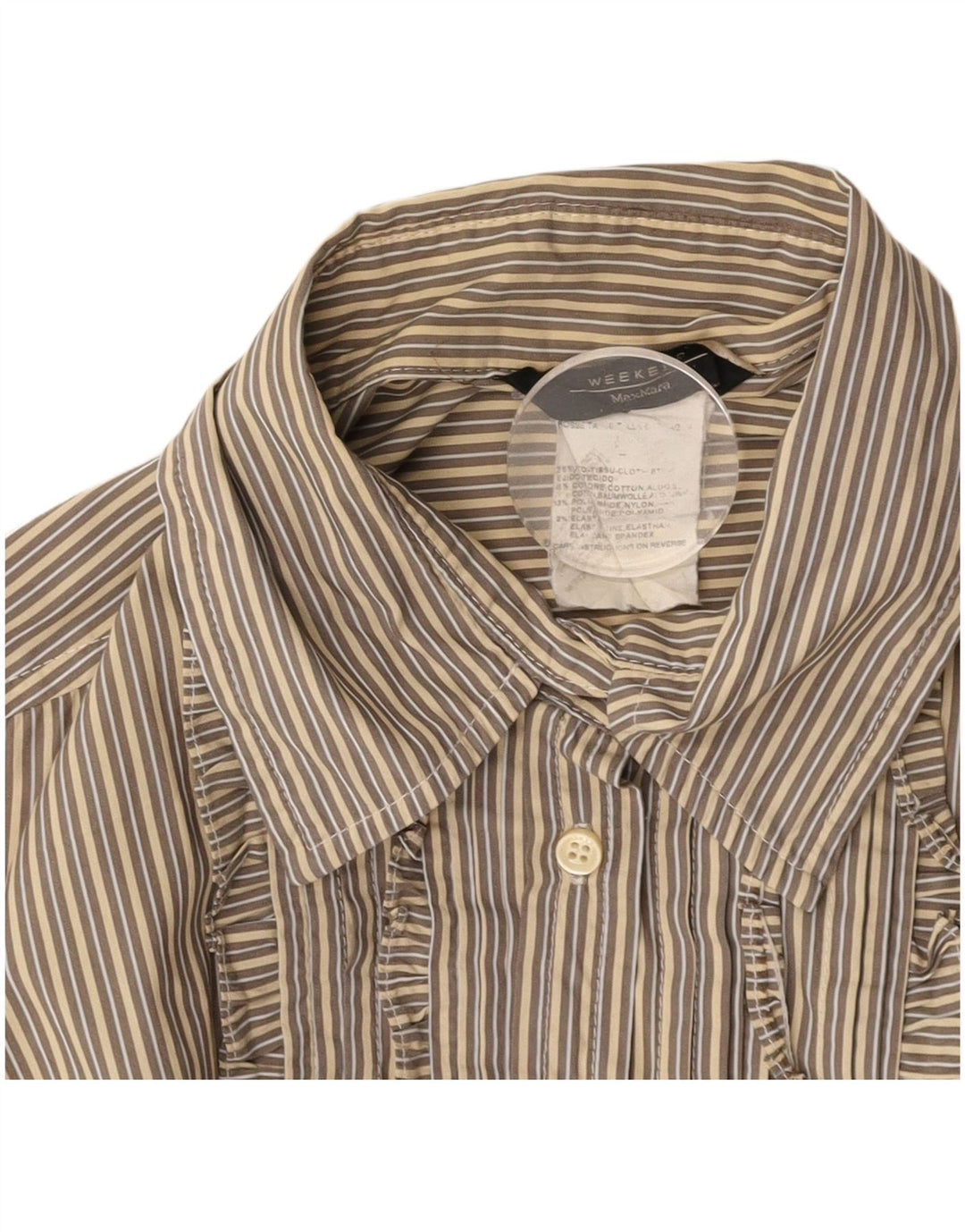 MAX MARA Camicia da donna con volant sul davanti per il fine settimana UK 16 Gessato beige grande