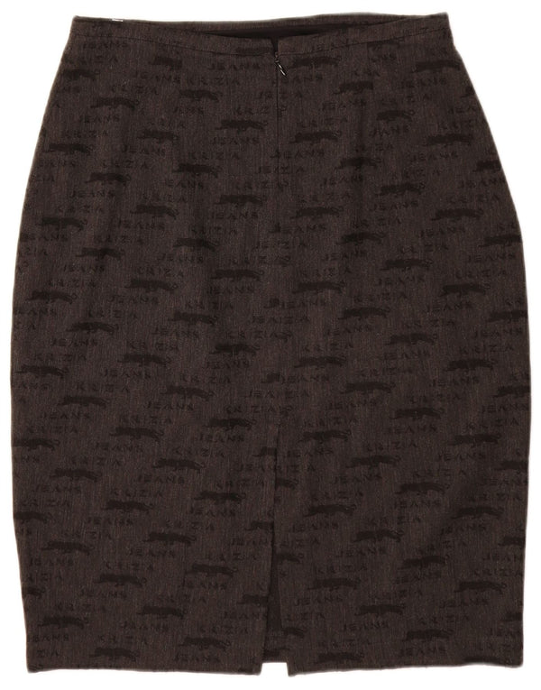 KRIZIA JEANS Gonna a tubino grafica da donna UK 12 Media W28 Grigio