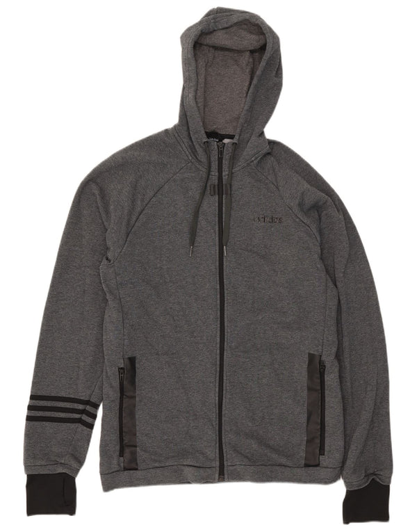 Maglione con cappuccio e zip Adidas Climalite da uomo, grande, in cotone color block grigio