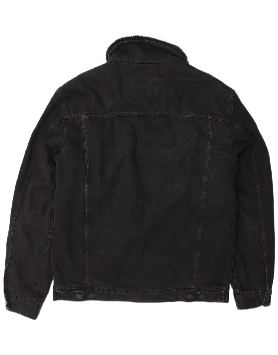 Giacca Zara da uomo in denim sherpa UK 40 grande poliestere nero