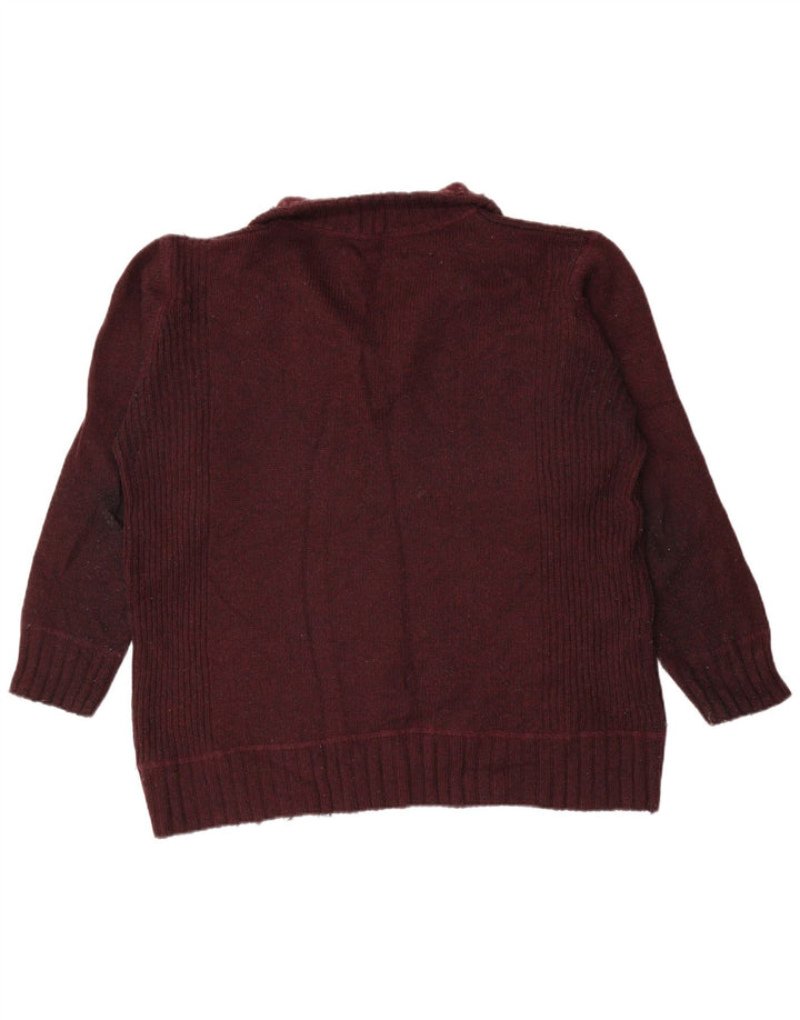 Maglione da uomo Marks & Spencer con zip e collo grande in lana d'agnello bordeaux