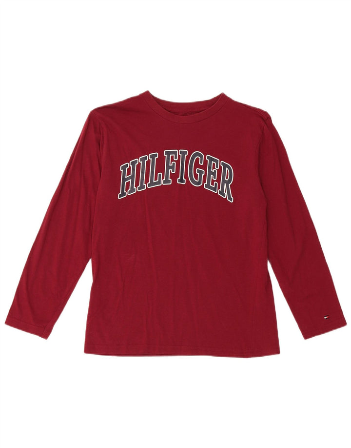 Tommy Hilfiger Maglietta grafica da bambino a manica lunga 12-13 anni Bordeaux medio