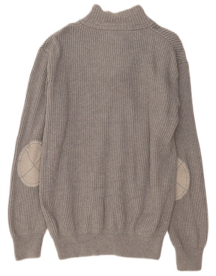 CREW CLOTHING Maglione da uomo con collo a bottoni grande cotone grigio