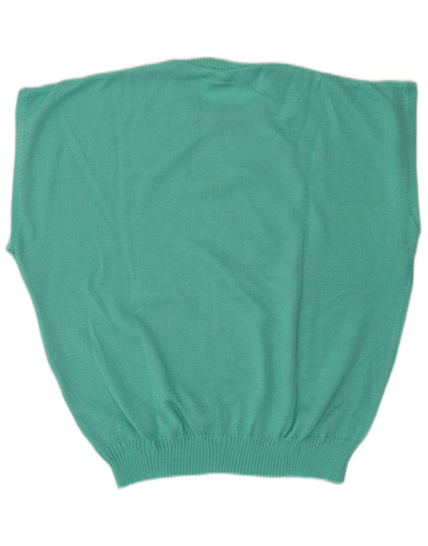 Maglione vintage da donna a maniche corte girocollo IT 48/50 XL Verde