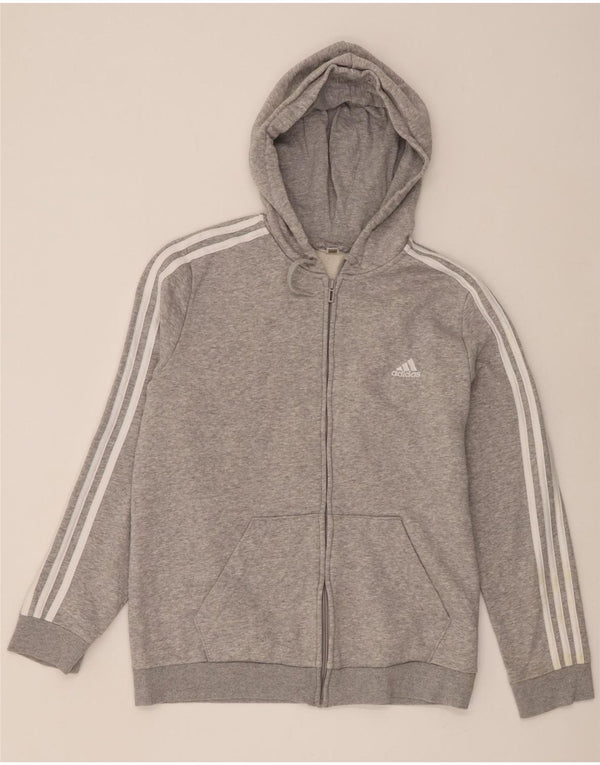 Maglione con cappuccio e zip Adidas da uomo grigio medio chiazzato