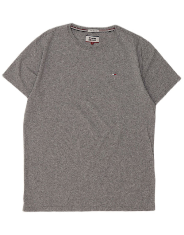 TOMMY HILFIGER T-shirt da uomo vestibilità regolare Top Small in cotone grigio
