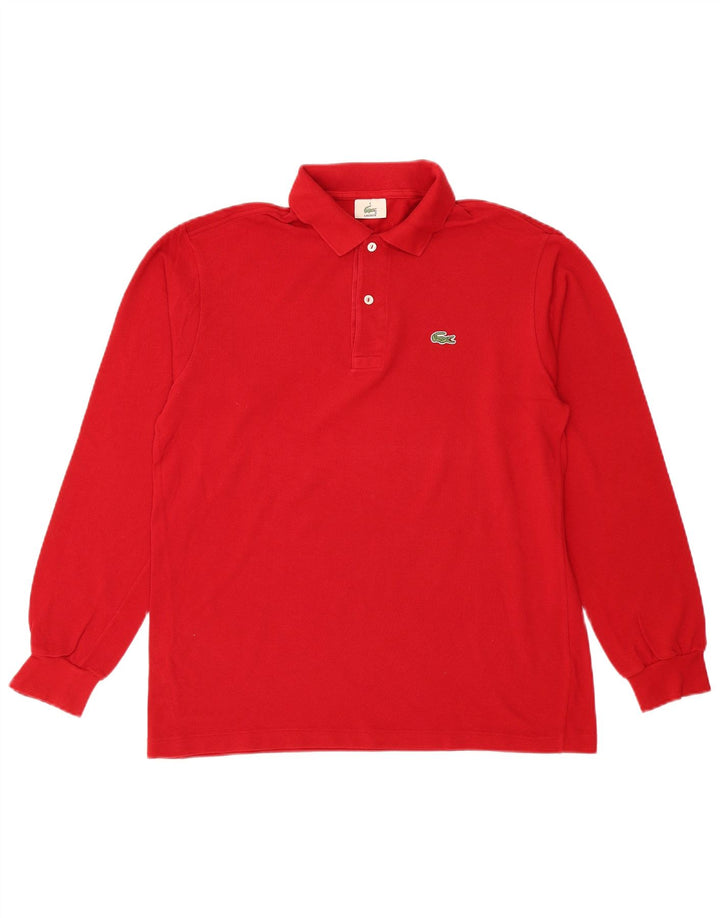 Polo da uomo a maniche lunghe Lacoste taglia 4, cotone rosso medio