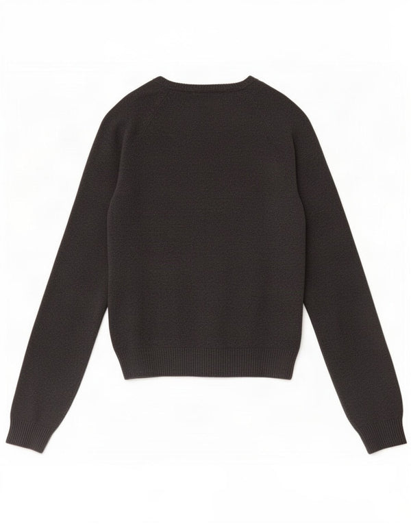 Maglione corto con scollo a V da donna Zara UK 8 piccolo cotone grigio