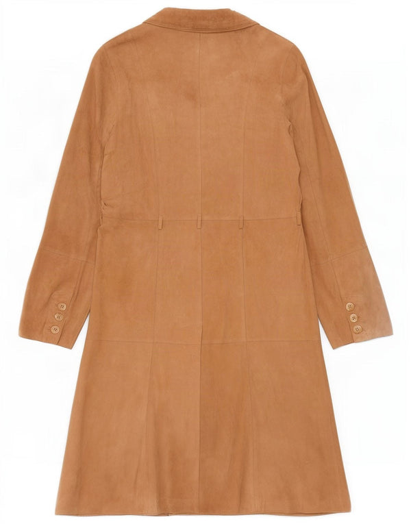 Soprabito vintage da donna in pelle scamosciata UK 12 Beige medio
