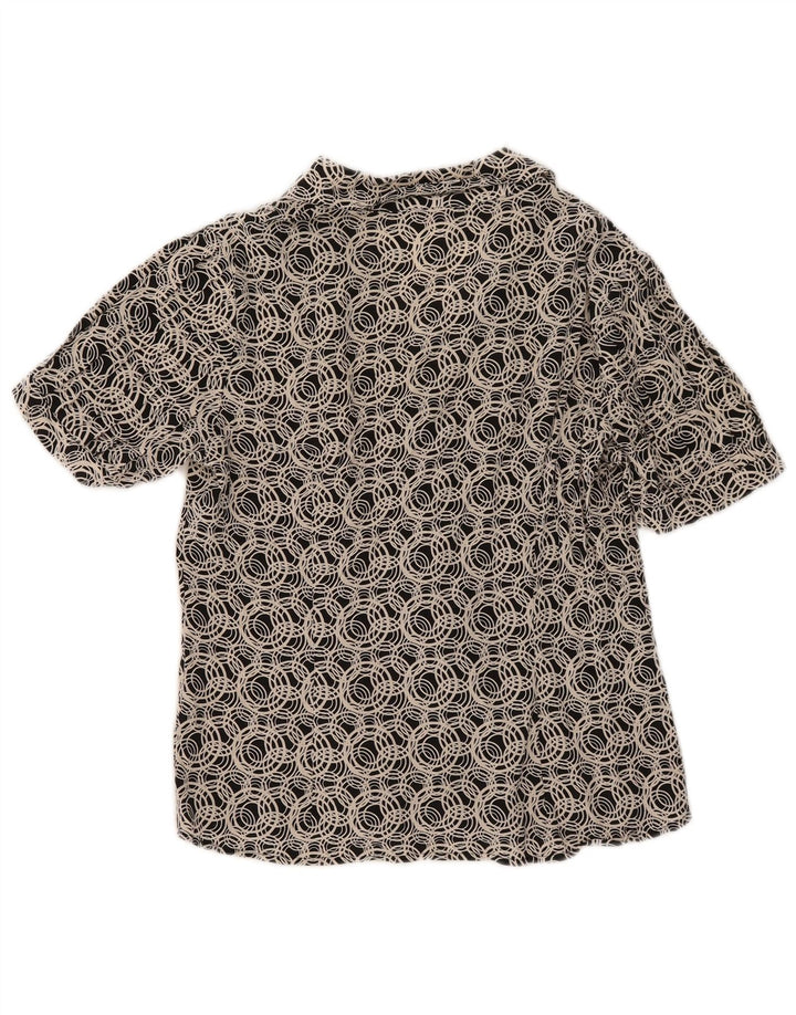 Cherie Camicia da donna a maniche corte camicetta IT 44 Seta geometrica nera media