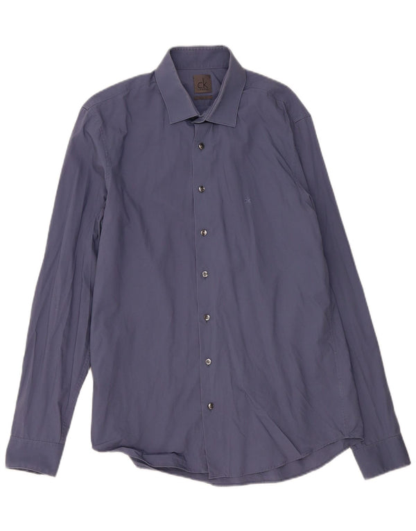 Camicia slim fit da uomo Calvin Klein taglia 39 15 1/2 cotone blu medio