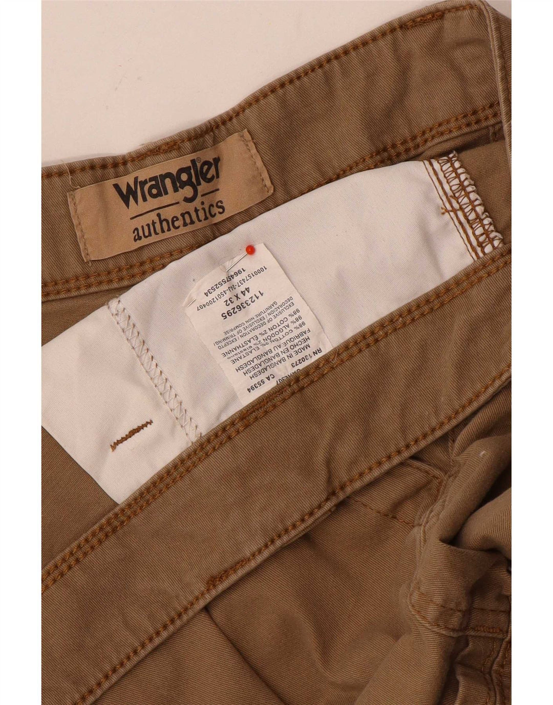 Pantaloni cargo dritti da uomo Wrangler W44 L32 in cotone marrone