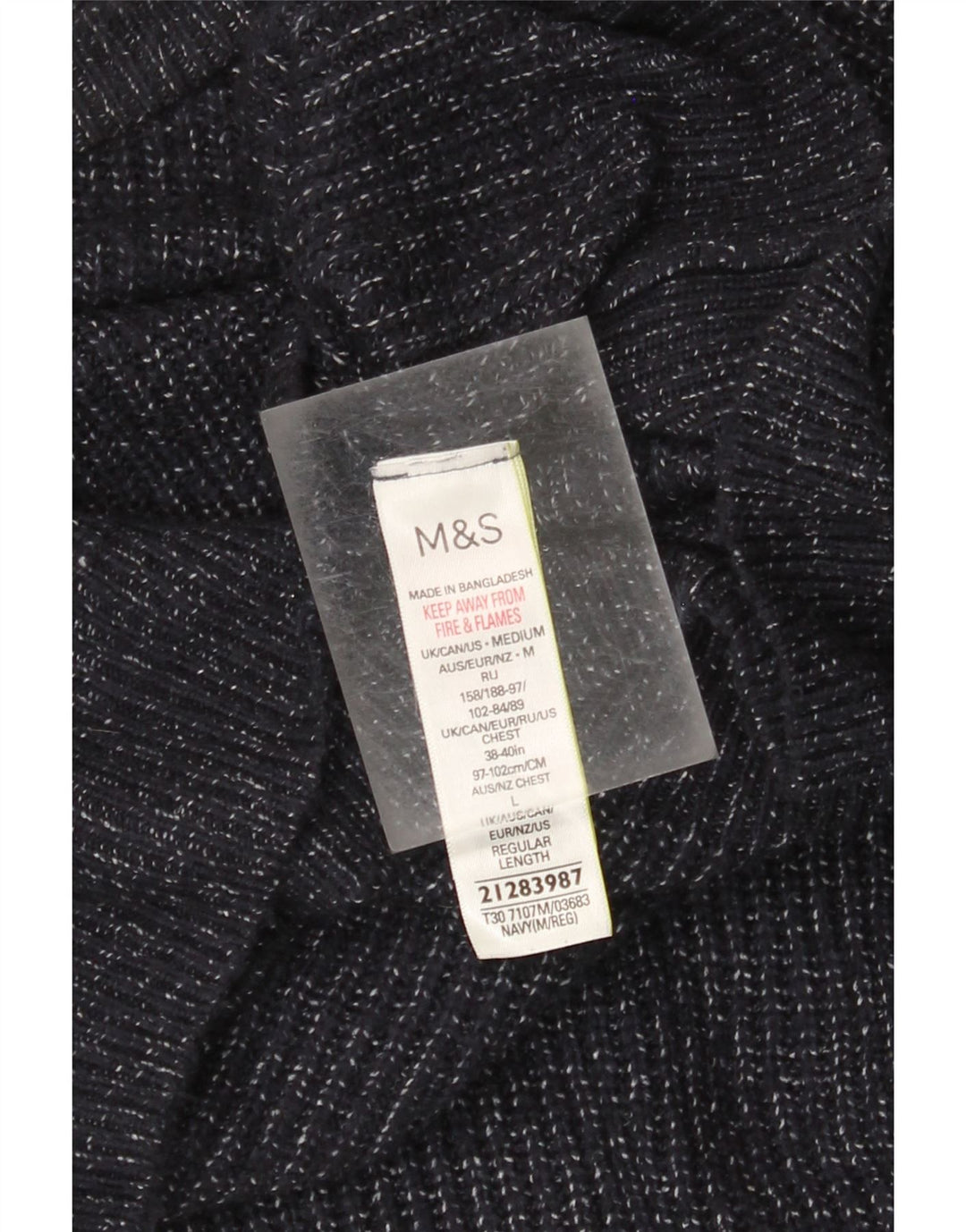 Maglione da uomo Marks & Spencer con scollo a barca medio blu navy screziato