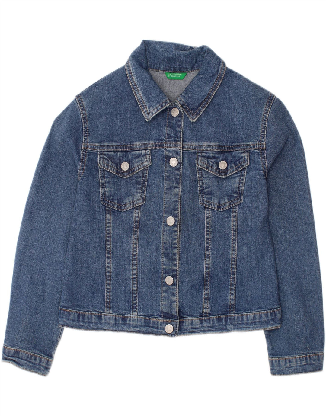 Giubbotto Denim Bambino BENETTON 5-6 Anni Piccolo Blu Cotone