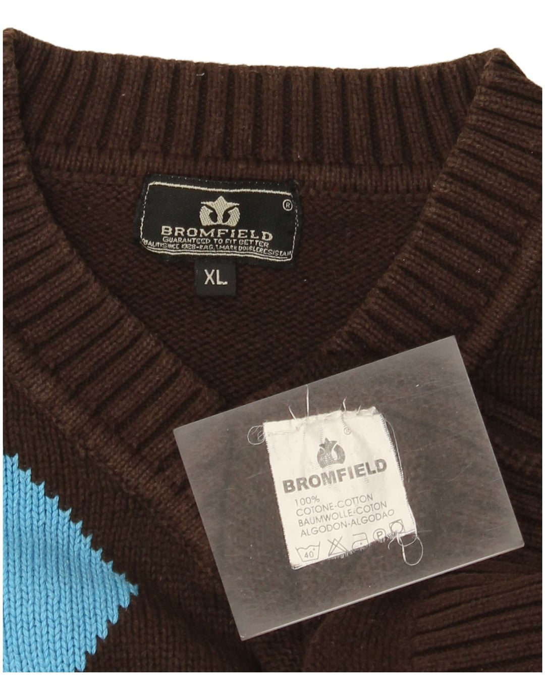 Bromfield Maglione da uomo con scollo a V XL Marrone Argyle/Diamond Cotton