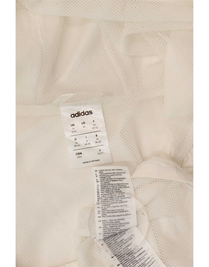 Giacca antipioggia con cappuccio grafica da donna Adidas UK 12/14 poliestere bianco medio