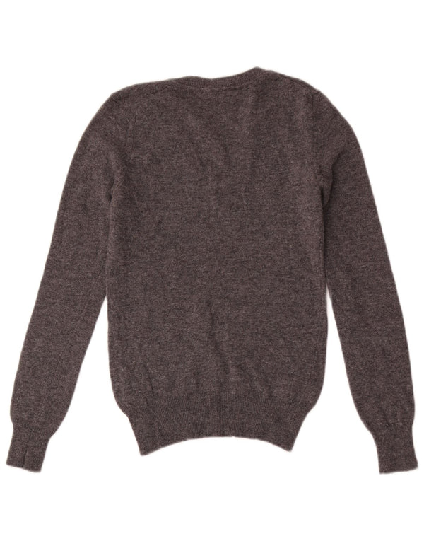 Maglione da donna con scollo a V Gant UK 4 XS Lana d'agnello screziata grigia
