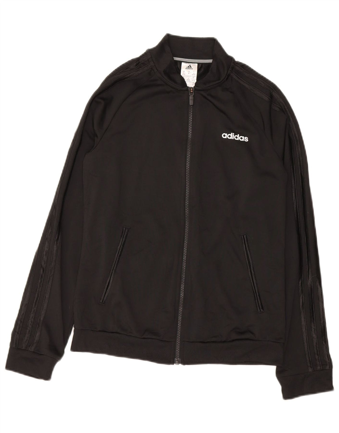 ADIDAS Womens Tracksuit Top Jacket UK 8/10 Small Black Polyester