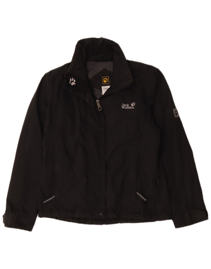 Giacca antipioggia da donna Jack Wolfskin UK 12/14 poliestere nero medio