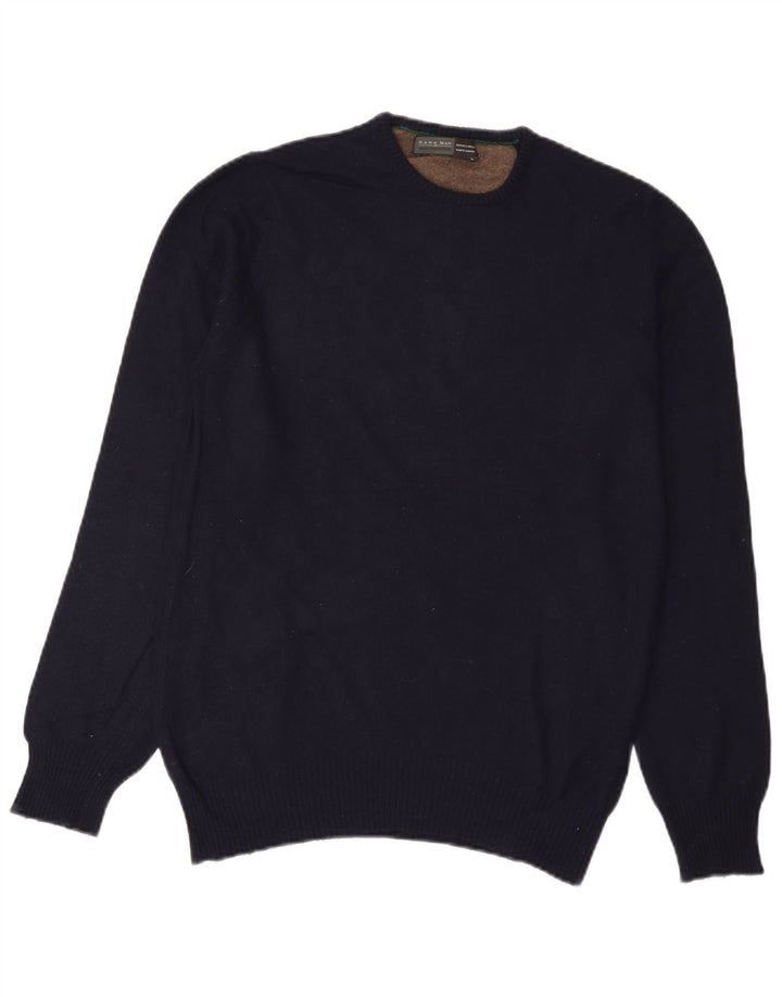 Maglione maglione girocollo da uomo Zara grande blu navy