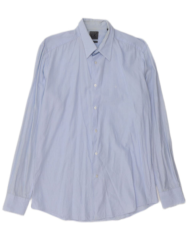 CALVIN KLEIN Camicia da uomo slim fit grande gessato blu