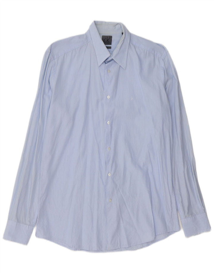 CALVIN KLEIN Camicia da uomo slim fit grande gessato blu