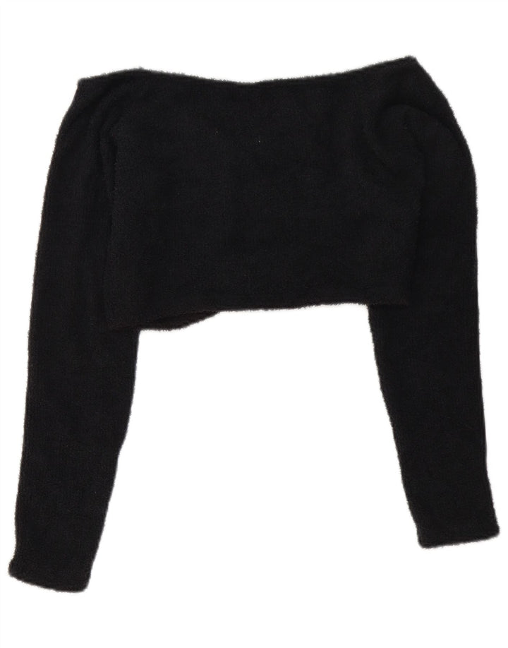 Top Adidas da donna in pile corto con spalle scoperte UK 12 medio poliestere nero
