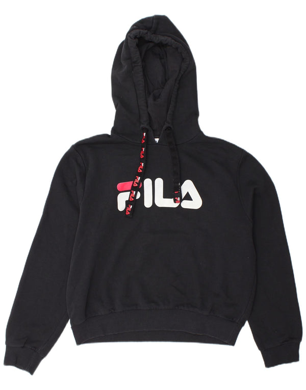 Felpa con cappuccio grafica da donna Fila UK 14 cotone nero medio