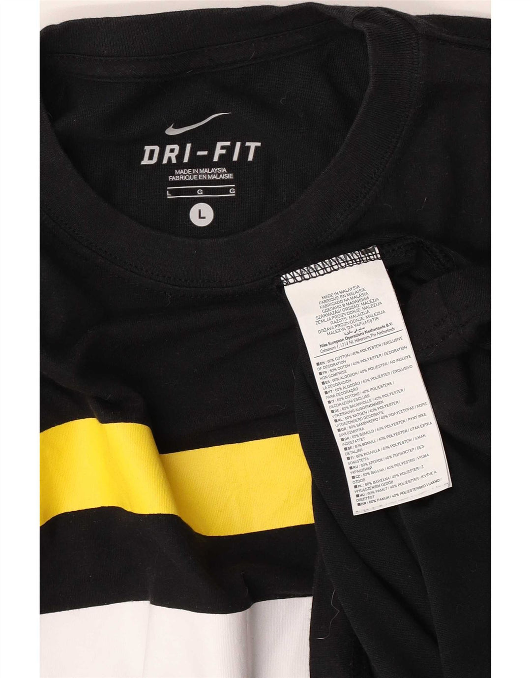 T-shirt Nike Dri Fit da uomo, grande, in poliestere color block nero