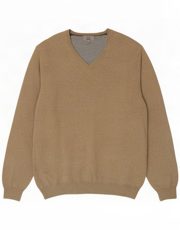 Marks & Spencer Maglione da uomo vestibilità regolare con scollo a V XL Cotone beige