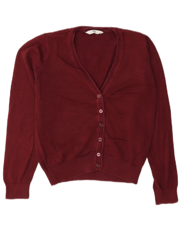 Maglione cardigan per ragazze Marks & Spencer 9-10 anni in cotone bordeaux