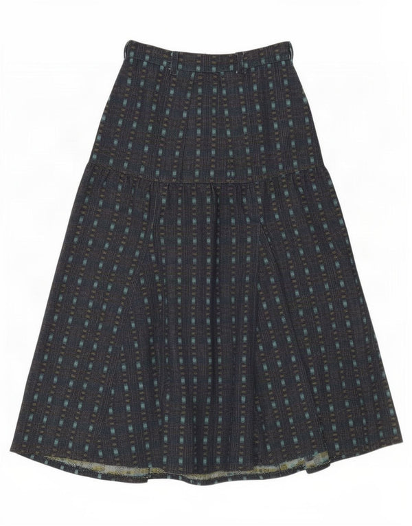 Gonna svasata da donna vintage piccola W26 a quadri blu navy